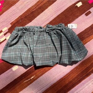 Plaid Bubble Skirt with Bow Accent
